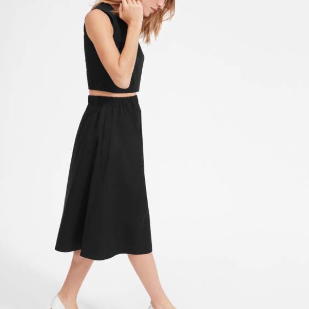 NWT Everlane The Clean Cotton A-Line Skirt — black